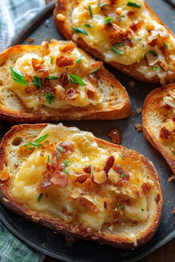 Smoked-Almond Cheese Toasts Recipe: A Sophisticated Party Hit 2 Smoked-Almond Cheese Toasts Recipe: A Sophisticated Party Hit - Smoked Almond Cheese Toasts pin