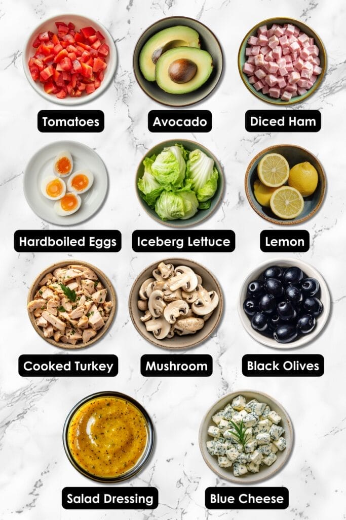 The Ultimate Cobb Salad Recipe: A Classic Done Right 3 The Ultimate Cobb Salad Recipe: A Classic Done Right - Ultimate Cobb Salad ingredients