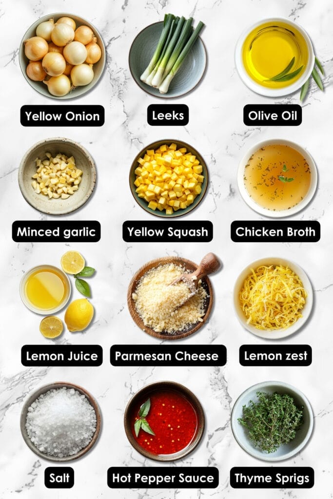 Summer's Bounty in a Bowl: Easy Yellow Squash Soup Recipe 4 Summer's Bounty in a Bowl: Easy Yellow Squash Soup Recipe - Yellow Squash Soup ingredients