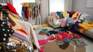 12 Tiny Habits to Prevent Your Home from Descending into Clutter Chaos 1 12 Tiny Habits to Prevent Your Home from Descending into Clutter Chaos - mess of clothes ss1933818851