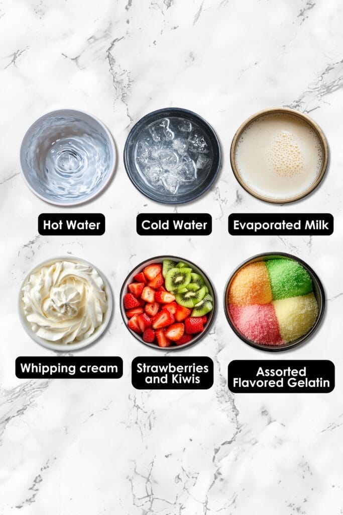 Retro Dessert Revival: 7-Layer Gelatin Salad Makes a Comeback 3 Retro Dessert Revival: 7-Layer Gelatin Salad Makes a Comeback - 7 Layer Gelatin Salad ingredients 2