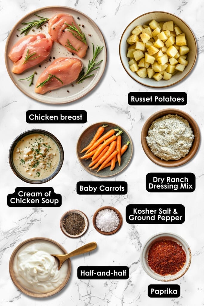 This Slow Cooker Creamy Ranch Chicken Recipe Will Have Your Guests Asking for Seconds - Creamy Ranch Chicken ingredients 1