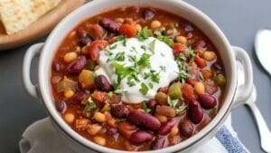 Simmer to Perfection This Slow Cooker Three-Bean Vegetarian Chili Recipe 1 Simmer to Perfection This Slow Cooker Three-Bean Vegetarian Chili Recipe - Three Bean Vegetarian Chili