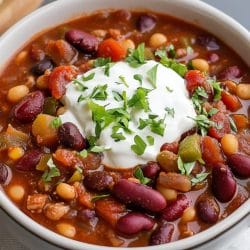 Simmer to Perfection This Slow Cooker Three-Bean Vegetarian Chili Recipe - Three Bean Vegetarian Chili