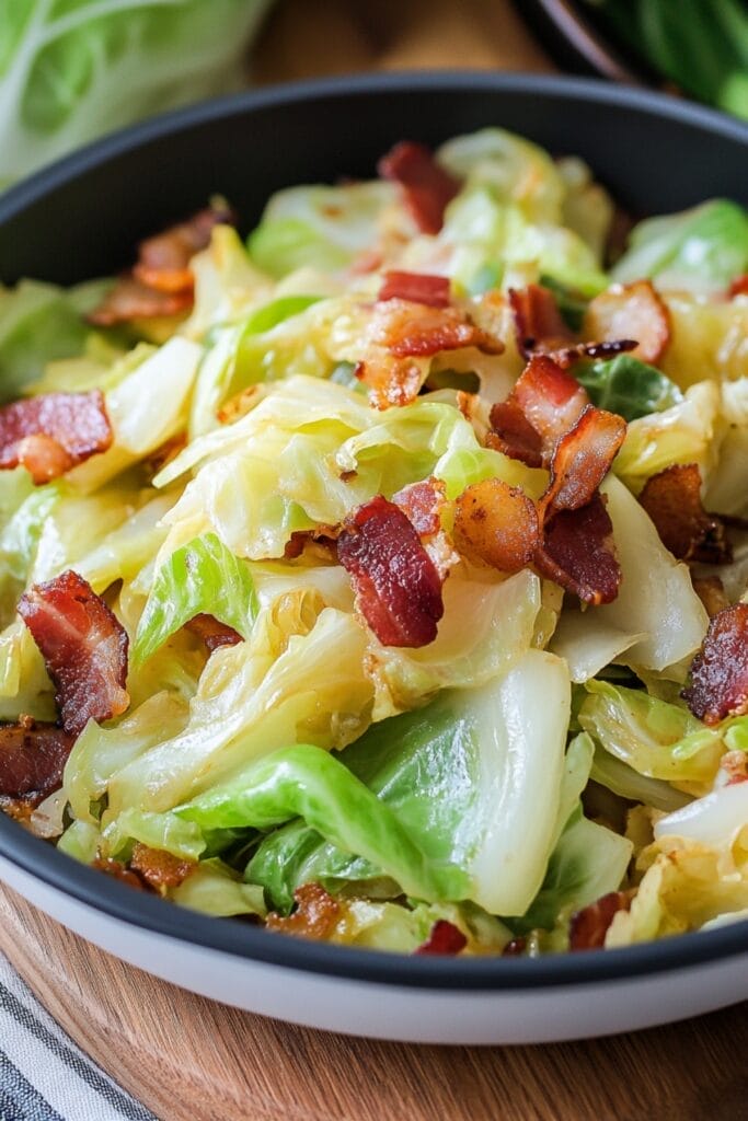 Irresistibly Smoky & Sweet: Southern Fried Cabbage Recipe 2 Irresistibly Smoky & Sweet: Southern Fried Cabbage Recipe - Fried Cabbage and Bacon Dish Pin