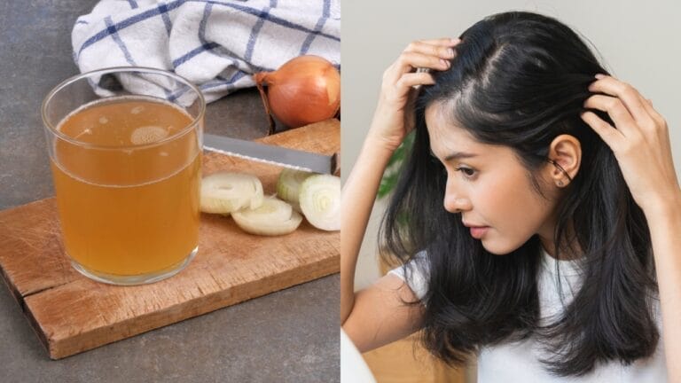 Onion Juice Stimulates Hair Growth— Experts Share the Science Behind It 3 Onion Juice Stimulates Hair Growth— Experts Share the Science Behind It - glass of onion juice ss2164399939 woman checking her damaged hair ss2346761841