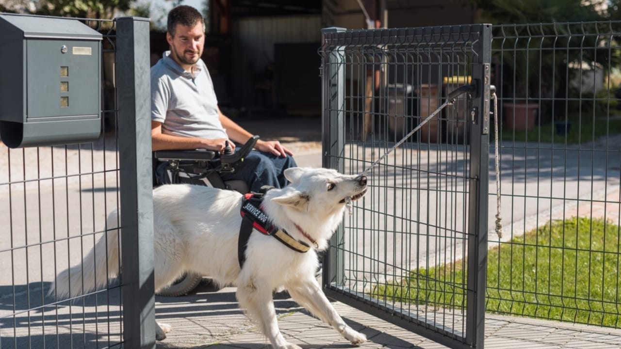 Service Dogs in Action: 14 Facts About Their Life-Transforming Abilities 15 Service Dogs in Action: 14 Facts About Their Life-Transforming Abilities - guide dog helping man in wheelchair to close the door ss2428403745