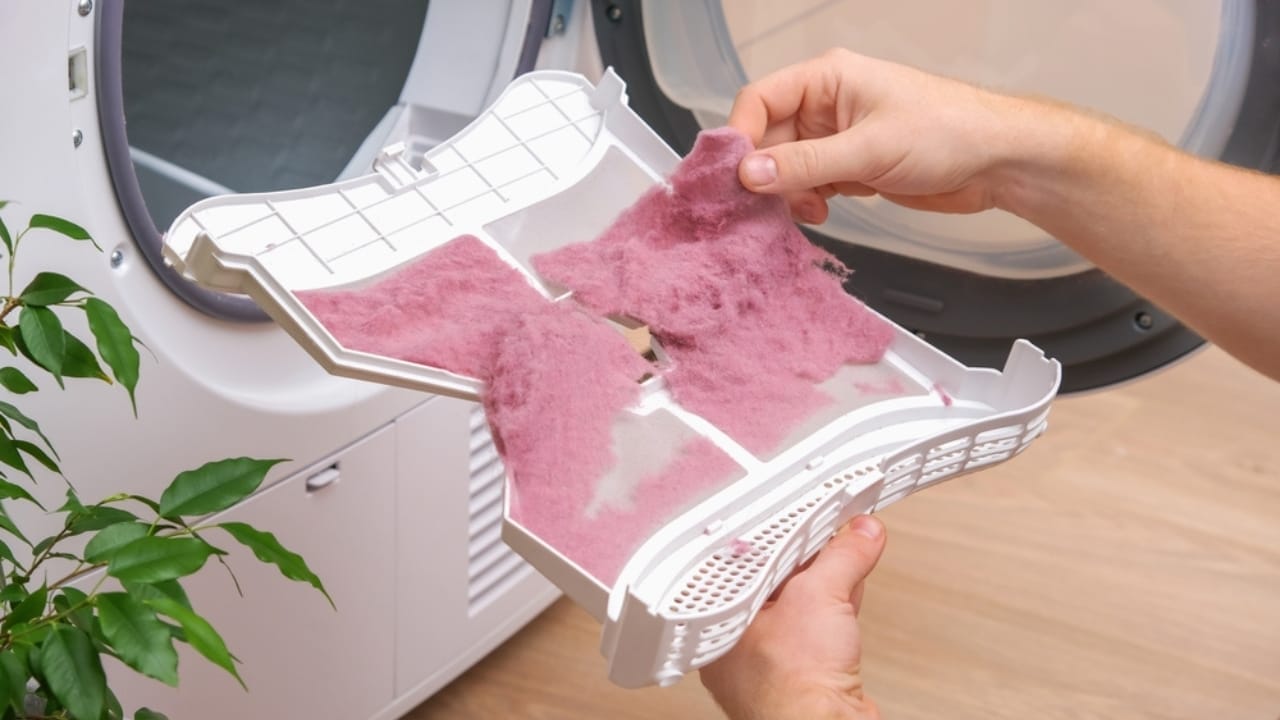Dryer Lint Hacks: 11 Smart Uses You’ll Want to Try 4 Dryer Lint Hacks: 11 Smart Uses You’ll Want to Try - man holds dirty dryer filter collects lints washing machine ss2217682565