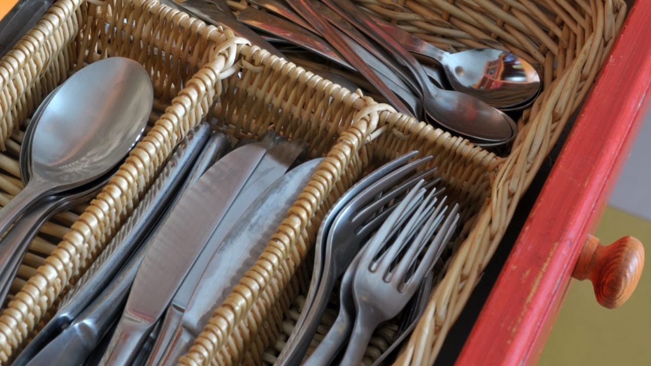 Silverware Up or Down? The Best Way to Load Your Dishwasher Safely - silverware set in basket dp352551618
