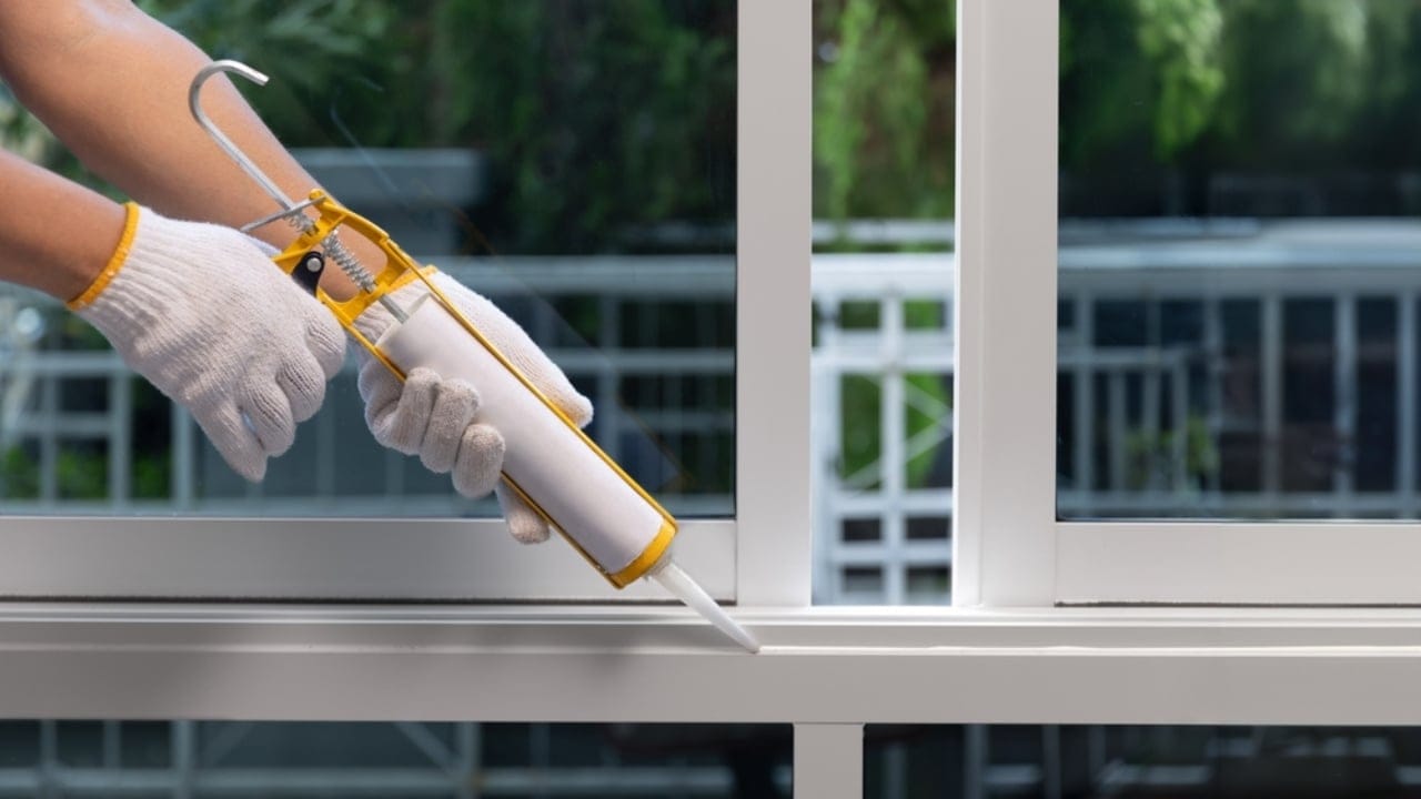 15 Easy Winterization Tips to Protect Your Home & Wallet - Construction worker using silicone sealant caulk ss2479357755