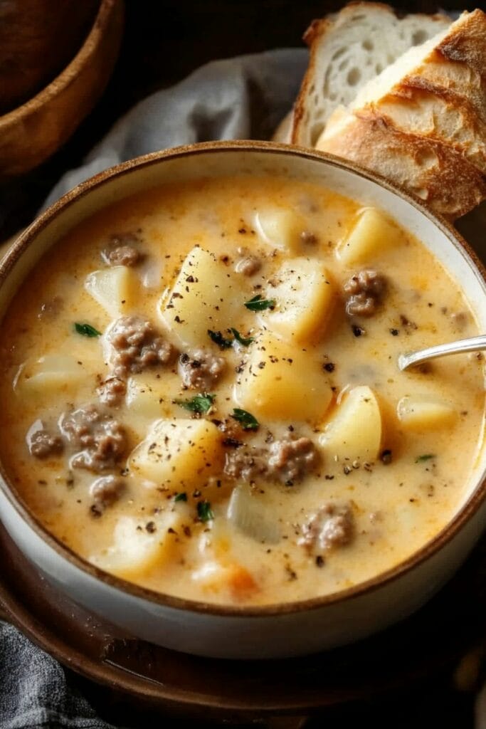 Cozy Up with Wisconsin's Creamy Crockpot Potato & Hamburger Soup 2 Cozy Up with Wisconsin's Creamy Crockpot Potato & Hamburger Soup - Creamy Potato Hamburger Soup Pin