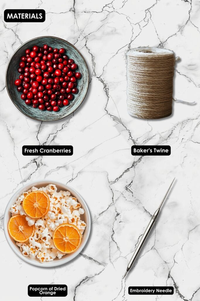 Handmade Cranberry Garlands: A Timeless Decoration for the Holiday Season 5 Handmade Cranberry Garlands: A Timeless Decoration for the Holiday Season - Handmade Cranberry Garland Materials