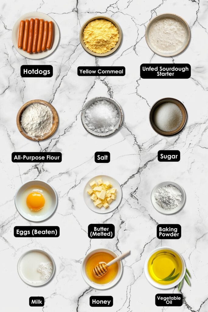 The Secret to Better Corn Dogs? A Sourdough Batter Upgrade 5 The Secret to Better Corn Dogs? A Sourdough Batter Upgrade - Homemade Sourdough Corn Dogs Ingredients