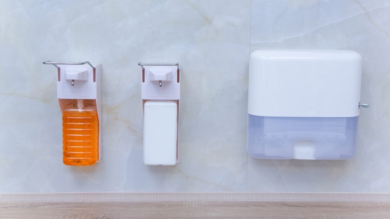 18 Bathroom Organization Hacks to Declutter Your Space 17 18 Bathroom Organization Hacks to Declutter Your Space - Wall Mounted Dispensers dp446898069