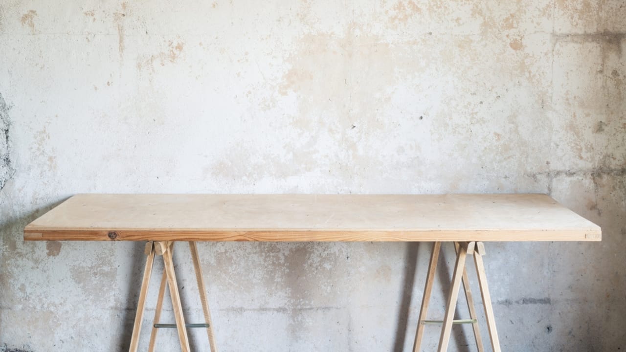 Maximize Your Garage Space with These 18 Simple DIY Organization Projects - Wooden workshop table ss440352355