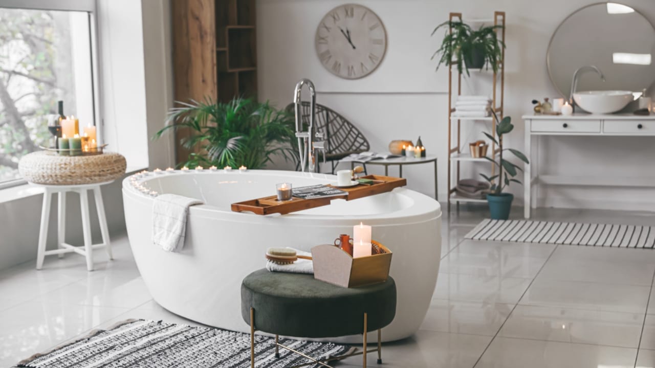 18 Stylish Ways to Turn Your Bathroom into a Japandi Zen Haven 10 18 Stylish Ways to Turn Your Bathroom into a Japandi Zen Haven - bath tub spa bathroom dp472492712