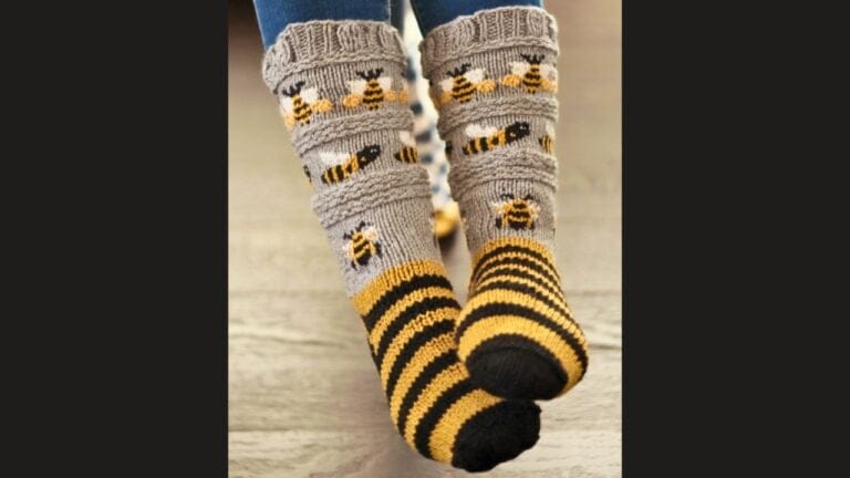 Create Buzz-Worthy Socks: A Charming Bee Motif Knitting Pattern - bee socks hand knitted