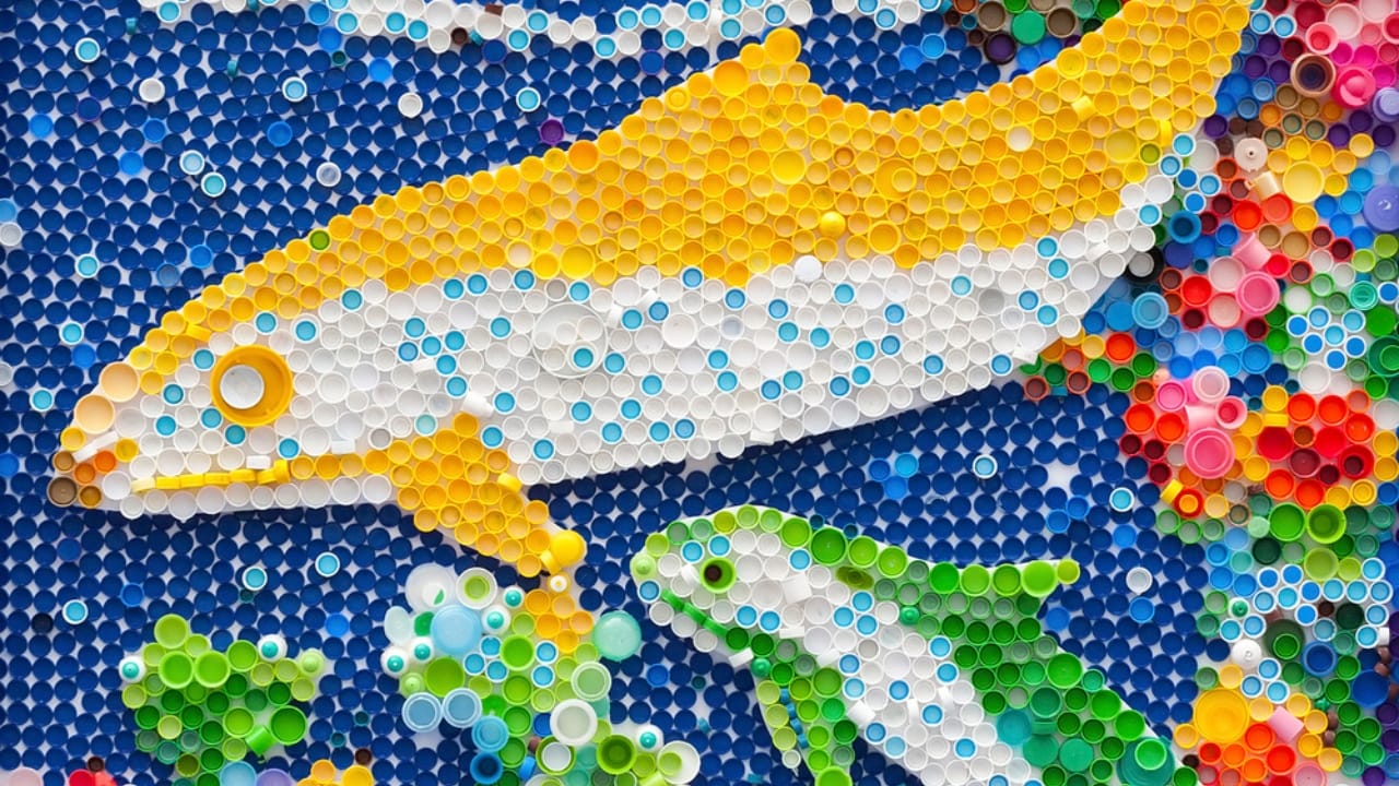 20 Creative Ways to Reuse Plastic Bottles in Your Home, Garden & Crafts - bottle cap mosaic dp243558026