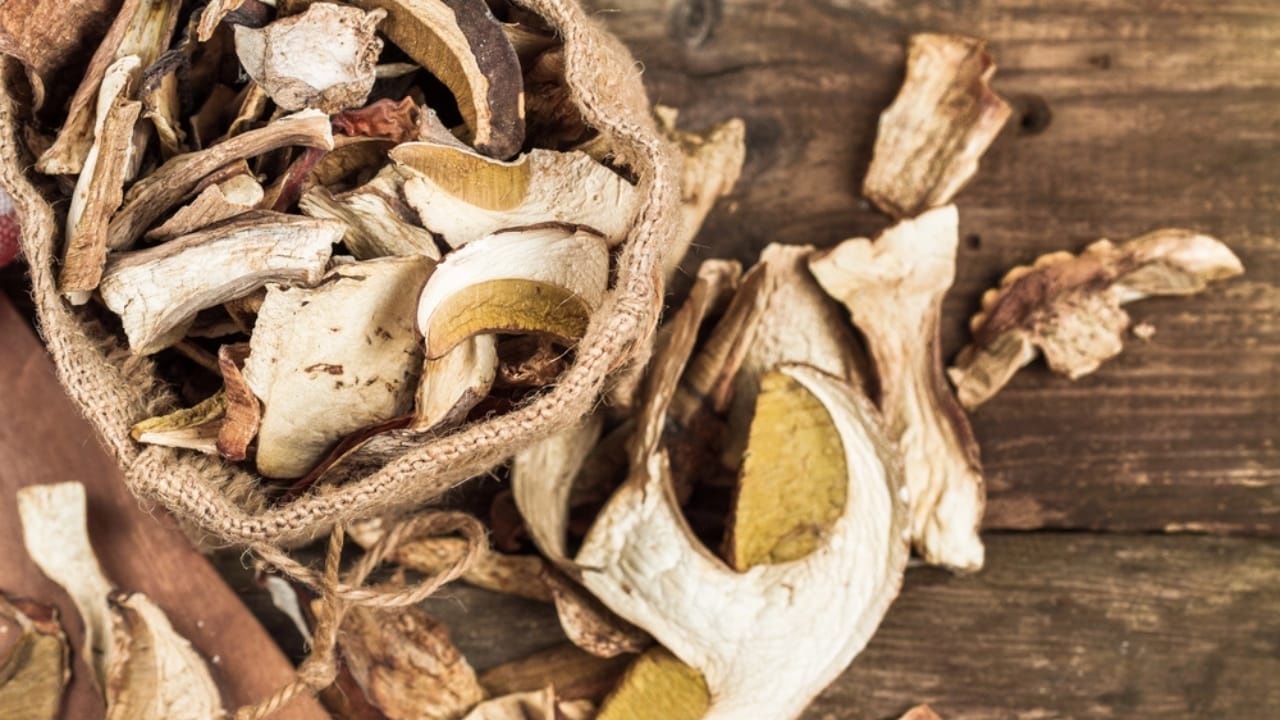 Stock Your Pantry with These 18 Foods To Dehydrate for Emergency Storage 12 Stock Your Pantry with These 18 Foods To Dehydrate for Emergency Storage - dehydrated mushroom dp140943406