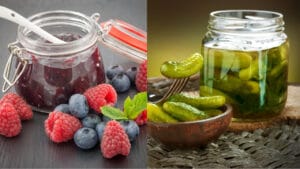 Water Bath vs. Pressure Canning: Choosing the Right Method for Every Recipe 1 Water Bath vs. Pressure Canning: Choosing the Right Method for Every Recipe - raspberry in jar and pickles in jar dp3036973512802873