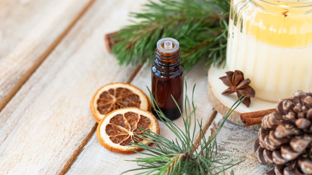12 DIY Holiday Room Sprays to Bring Cheer to Every Room 13 12 DIY Holiday Room Sprays to Bring Cheer to Every Room - Assortment of natural christmas essential oils ss1995543686 dnop