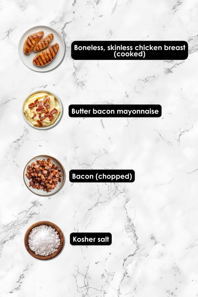 Quick Carnivore Chicken Salad Recipe with Bacon & Mayo 3 Quick Carnivore Chicken Salad Recipe with Bacon & Mayo - Bacon Chicken Salad Ingredients