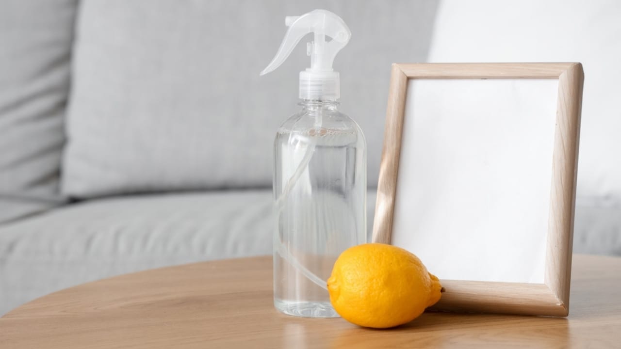 Ditch Chemicals with This Easy DIY Lemon Vinegar Cleaner 5 Ditch Chemicals with This Easy DIY Lemon Vinegar Cleaner - Bottle of aroma spray with lemon ss2503564591 dpdgm