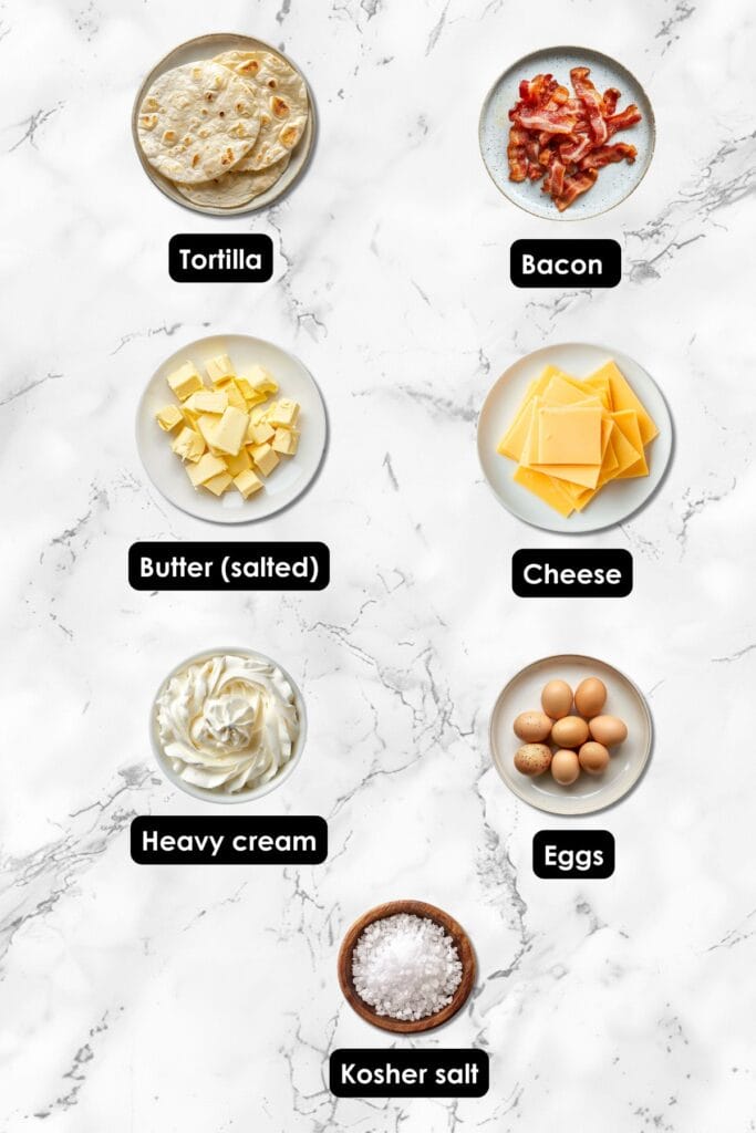 Quick Carnivore Breakfast Burrito Recipe with Cheesy Eggs 3 Quick Carnivore Breakfast Burrito Recipe with Cheesy Eggs - Breakfast Burrito Ingredients