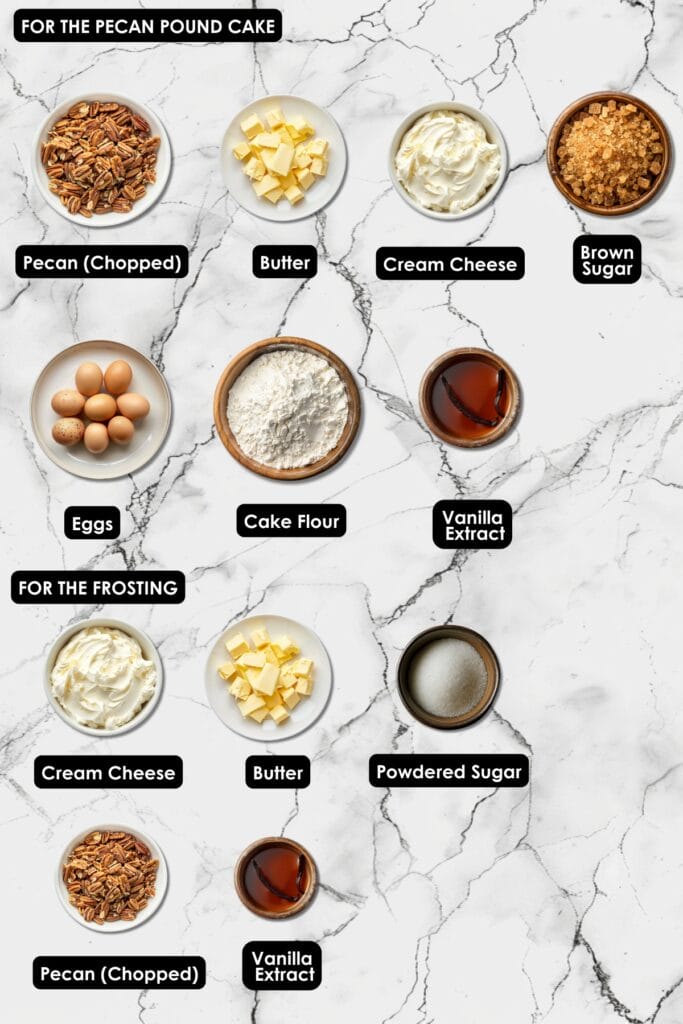 Decadent Butter Pecan Pound Cake with Creamy Frosting 3 Decadent Butter Pecan Pound Cake with Creamy Frosting - Butter Pecan Pound Cake with Creamy Frosting Ingredients