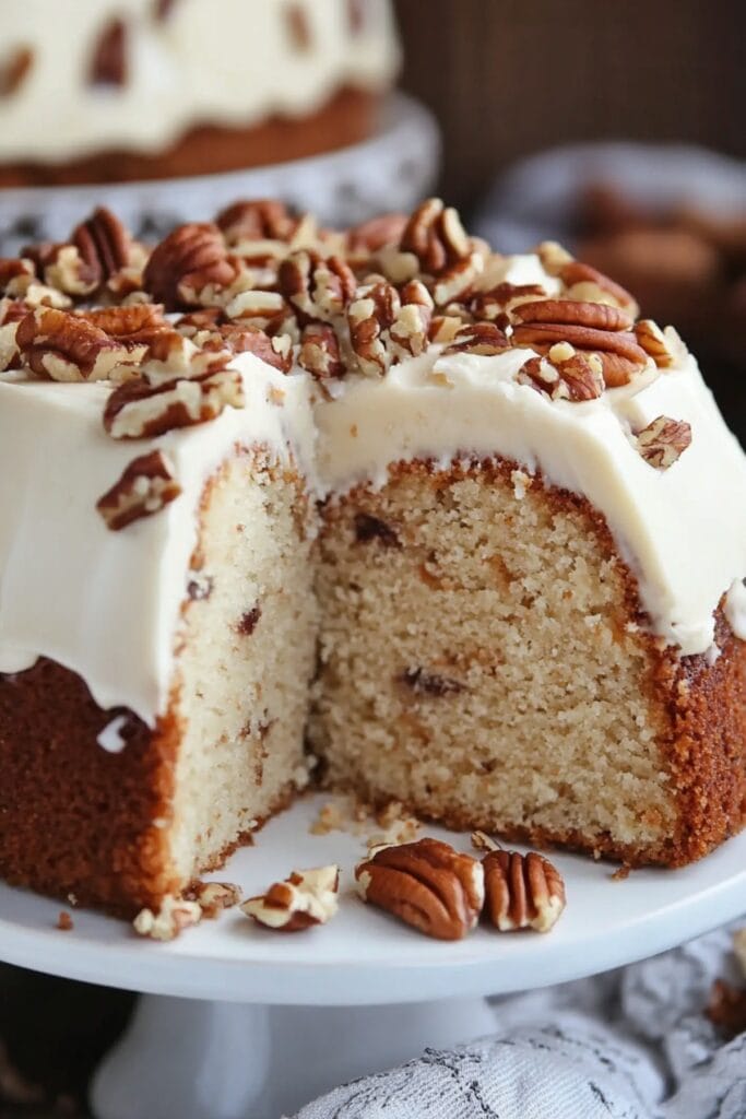 Decadent Butter Pecan Pound Cake with Creamy Frosting - Butter Pecan Pound Cake with Creamy Frosting Pin