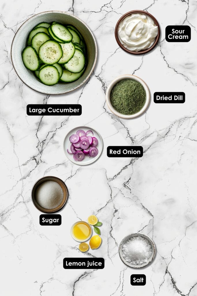 Easy Creamy Cucumber Salad Recipe With Bright Lemon Dressing 3 Easy Creamy Cucumber Salad Recipe With Bright Lemon Dressing - Classic Creamy Cucumber Salad Ingredients