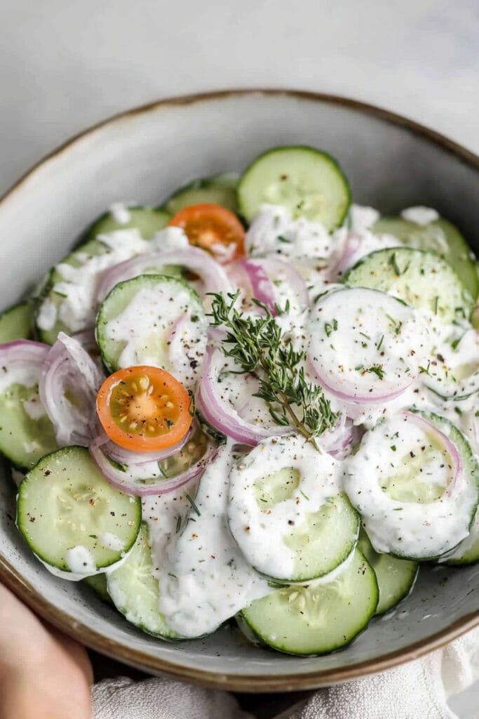 Easy Creamy Cucumber Salad Recipe With Bright Lemon Dressing 1 Easy Creamy Cucumber Salad Recipe With Bright Lemon Dressing - Classic Creamy Cucumber Salad Pin