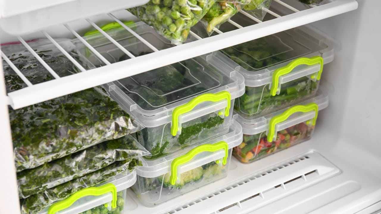 16 Foods You’d Never Guess Freeze Well—But They Do 12 16 Foods You’d Never Guess Freeze Well—But They Do - Containers and plastic bags with vegetables dnoh