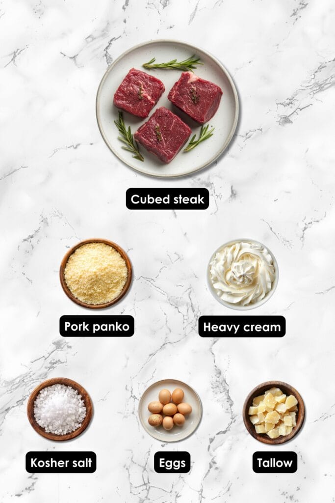 Country-Fried Steak with Gravy: A Carnivore Diet Classic Recipe 3 Country-Fried Steak with Gravy: A Carnivore Diet Classic Recipe - Country Fried Steak with Gravy Ingredients