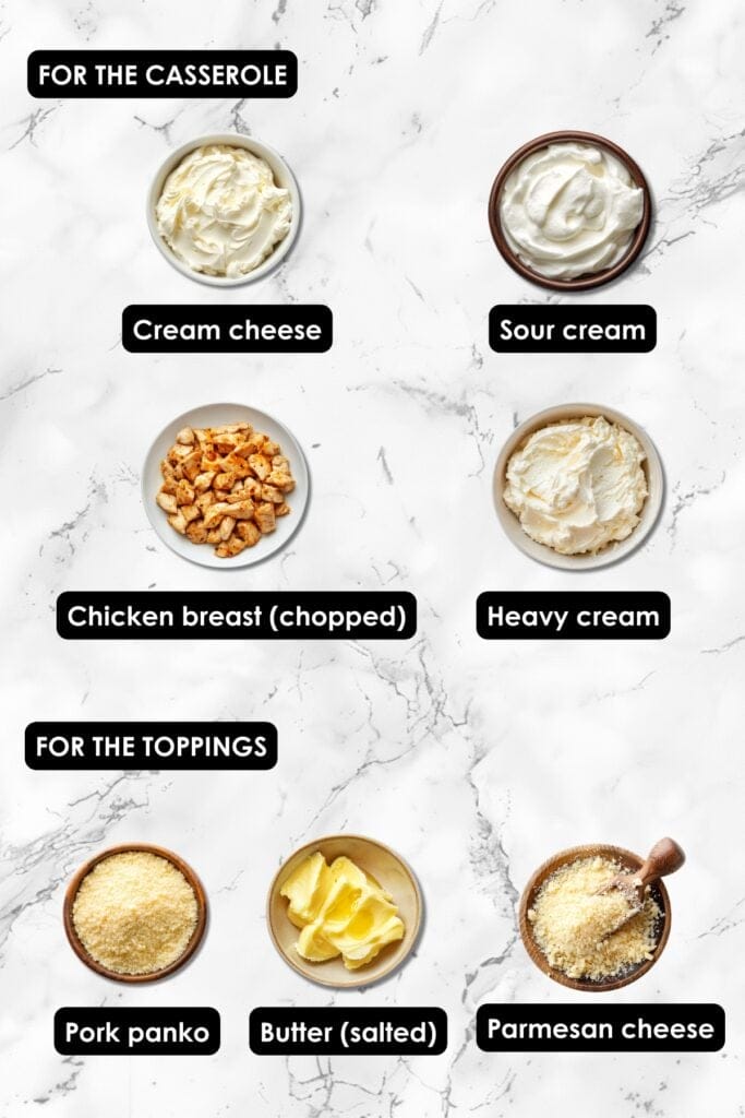 This Creamy Chicken Casserole Recipe Is Pure Carnivore Bliss 3 This Creamy Chicken Casserole Recipe Is Pure Carnivore Bliss - Creamy Chicken Casserole With Crunchy Pork Panko Toppings Ingredients