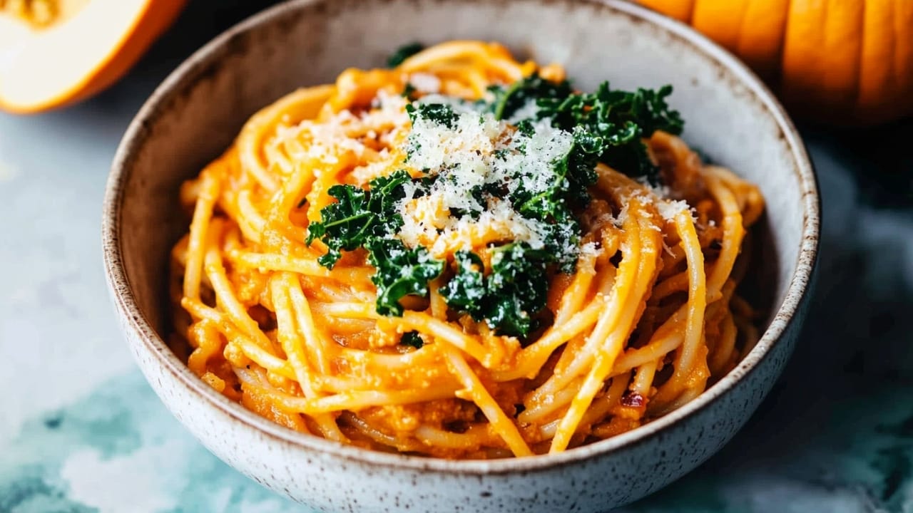 30 Healthy Dinner Recipes for Cozy Fall Nights 2 30 Healthy Dinner Recipes for Cozy Fall Nights - Creamy Pumpkin Spaghetti with Kale