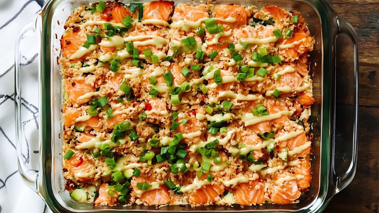 12 Easy Dinner Recipes for Busy Weeknights 3 12 Easy Dinner Recipes for Busy Weeknights - Easy Salmon Sushi Bake