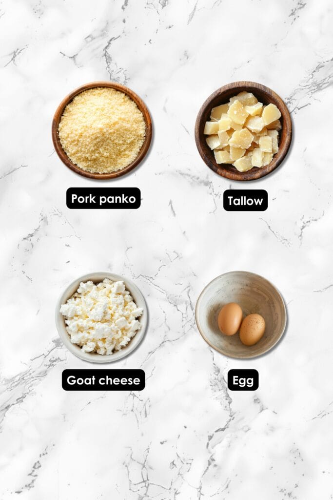 Fried Goat Cheese Balls: A Carnivore Appetizer Recipe 3 Fried Goat Cheese Balls: A Carnivore Appetizer Recipe - Fried Goat Cheese Balls Ingredients