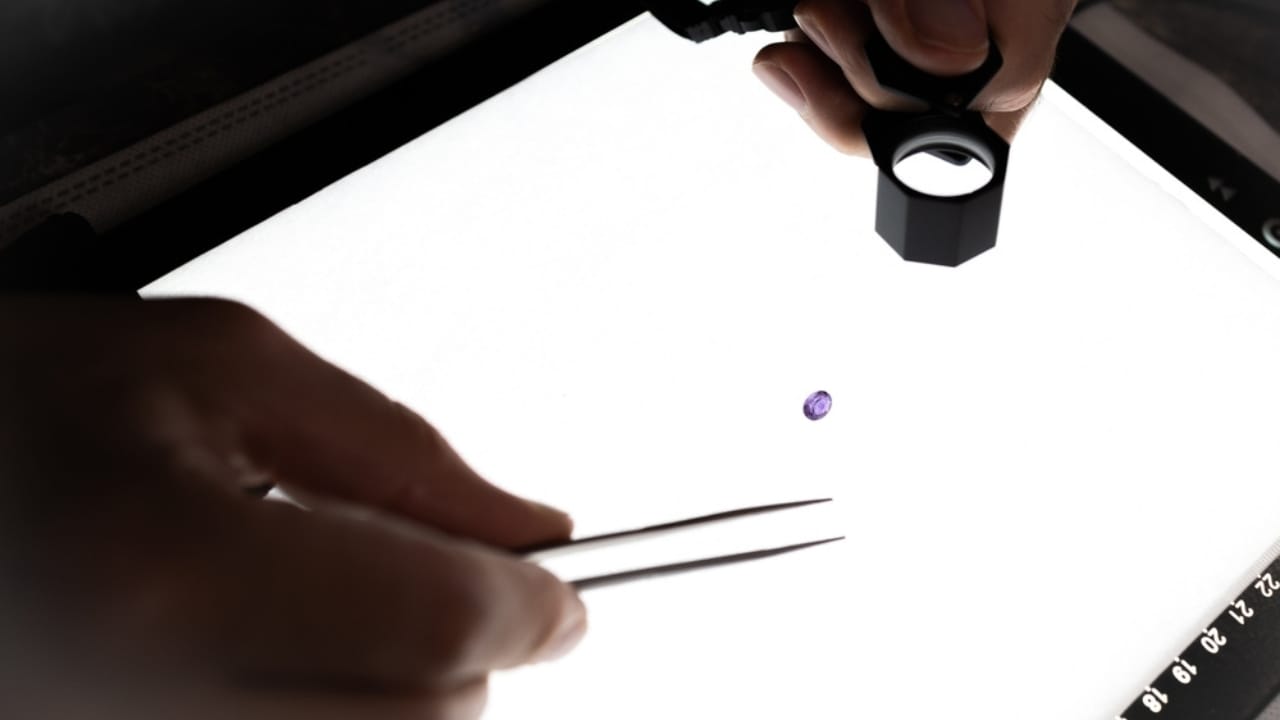 This Gemstone, Rarer Than Diamonds, Was Found by Accident 8 This Gemstone, Rarer Than Diamonds, Was Found by Accident - Gemologist inspects gemstone ss2456620999 adyh