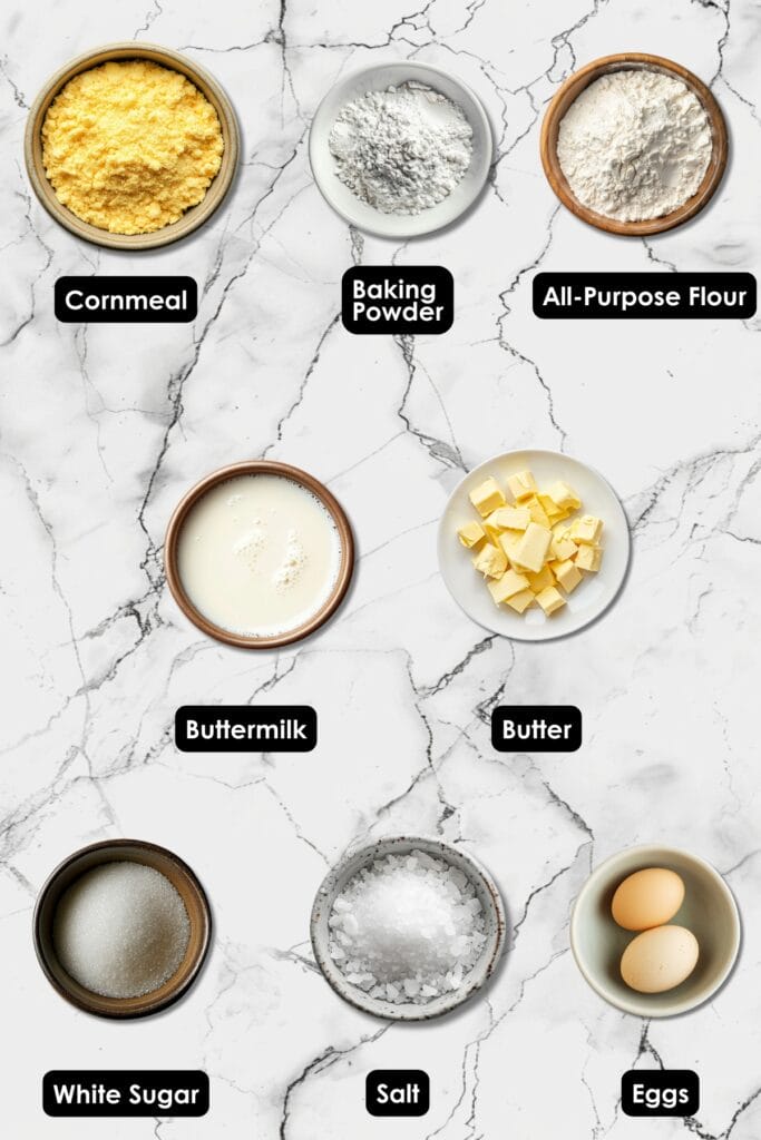 A Slice of Heritage: Gramma's Perfect Cornbread Recipe 3 A Slice of Heritage: Gramma's Perfect Cornbread Recipe - Grandmothers Buttermilk Cornbread Ingredients