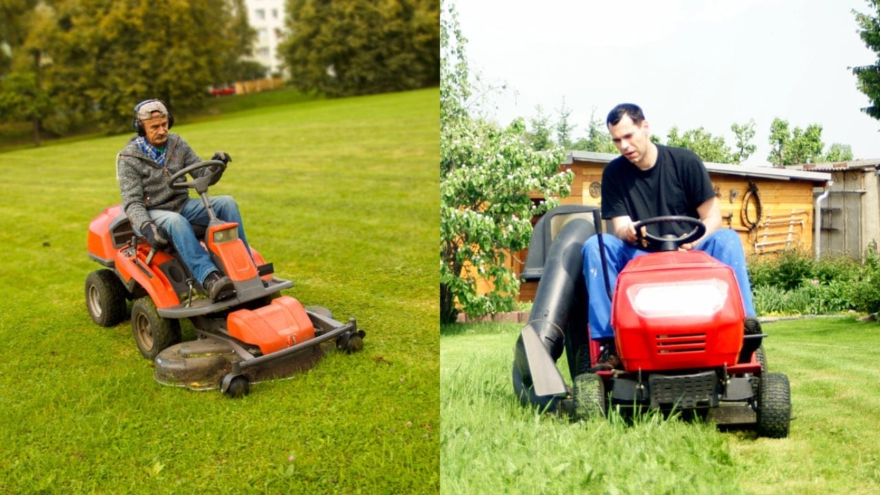 Homeowners Face Tough Choice: Riding Mowers vs. Lawn Tractors 2 Homeowners Face Tough Choice: Riding Mowers vs. Lawn Tractors - Man riding lawn mower dp168899334 dnop Lawn tractor dp6628041 dnop