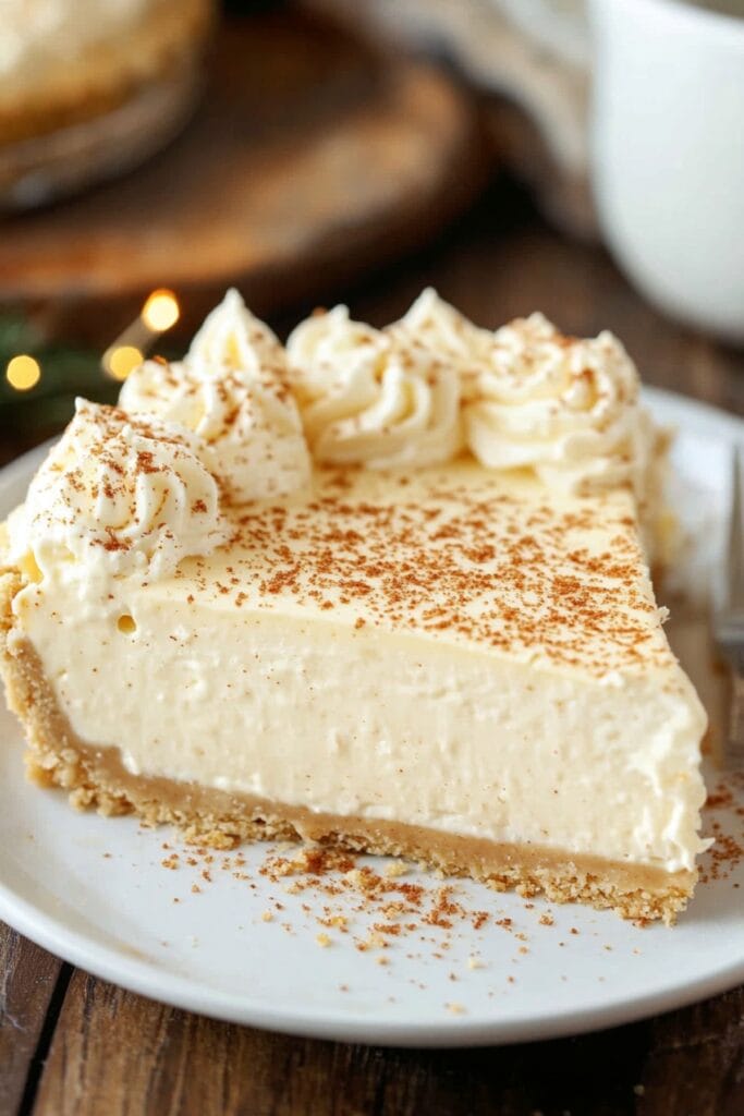 The Best No-Bake Eggnog Cream Pie for the Holidays 2 The Best No-Bake Eggnog Cream Pie for the Holidays - No Bake Eggnog Cream Pie pin