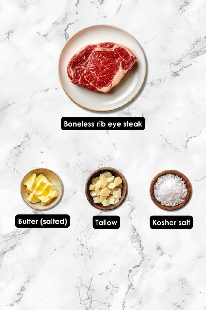 Perfect Pan-Seared Rib Eye Recipe for the Carnivore Diet 3 Perfect Pan-Seared Rib Eye Recipe for the Carnivore Diet - Pan Seared Rib Eye Ingredients