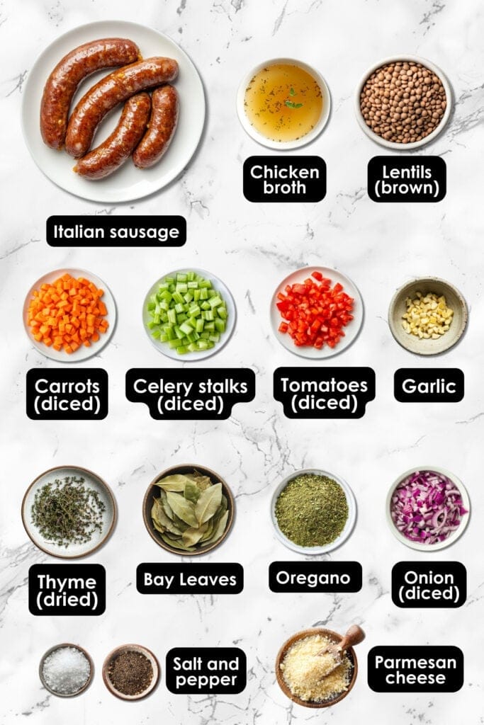 Warm Up with This Savory Sausage & Lentil Soup Recipe 4 Warm Up with This Savory Sausage & Lentil Soup Recipe - Sausage and Lentil Soup Ingredients