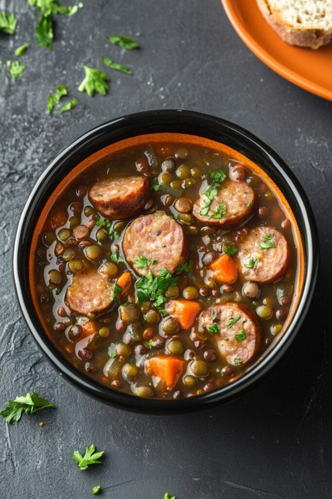 Warm Up with This Savory Sausage & Lentil Soup Recipe 2 Warm Up with This Savory Sausage & Lentil Soup Recipe - Sausage and Lentil Soup Pin