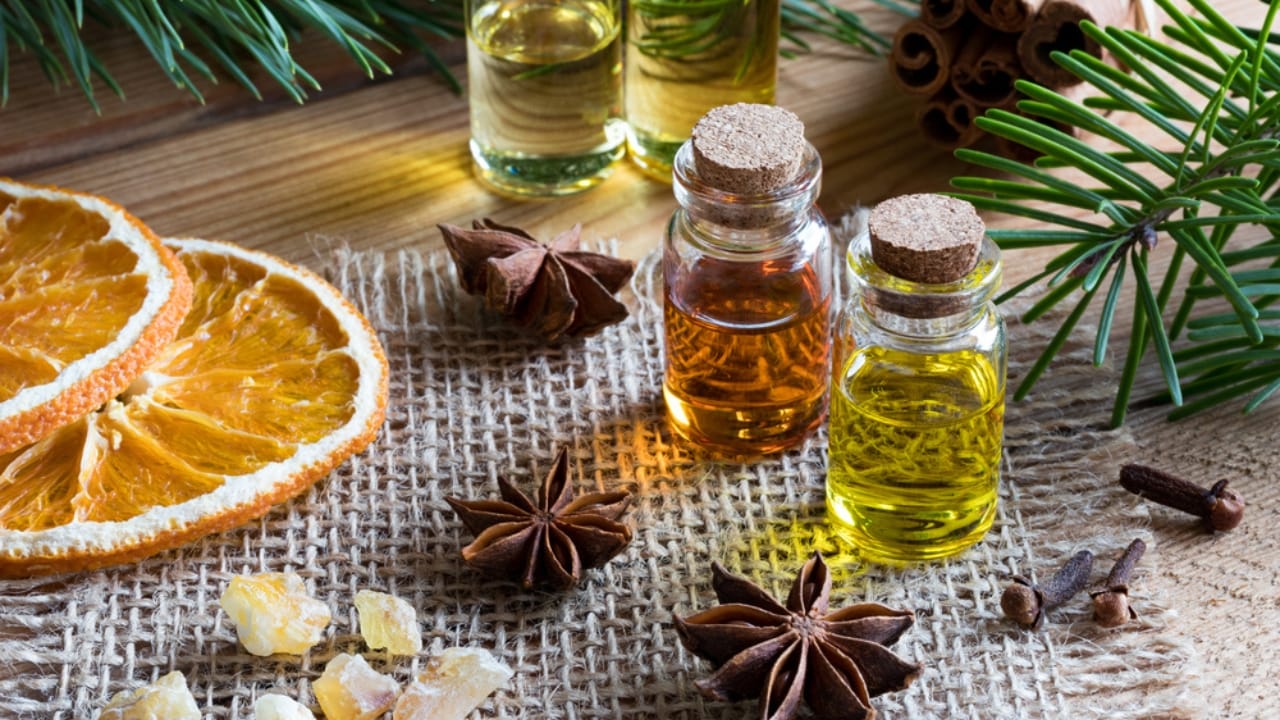 12 DIY Holiday Room Sprays to Bring Cheer to Every Room 8 12 DIY Holiday Room Sprays to Bring Cheer to Every Room - Selection of essential oils ss759833218 dnop