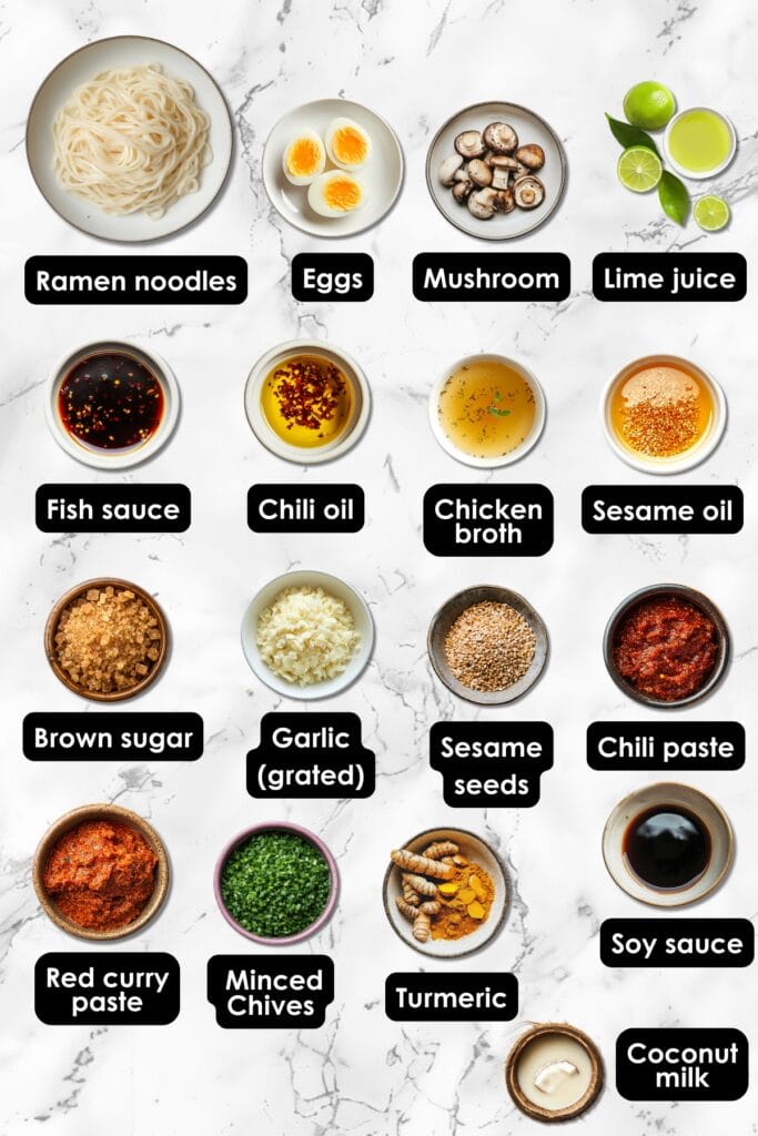 Spicy Coconut Curry Ramen in 20 Minutes 3 Spicy Coconut Curry Ramen in 20 Minutes - Spicy Coconut Curry Ramen Ingredients