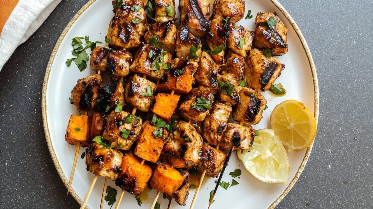 30 Healthy Dinner Recipes for Cozy Fall Nights 17 30 Healthy Dinner Recipes for Cozy Fall Nights - Spicy Honey Chicken and Sweet Potato Kebabs