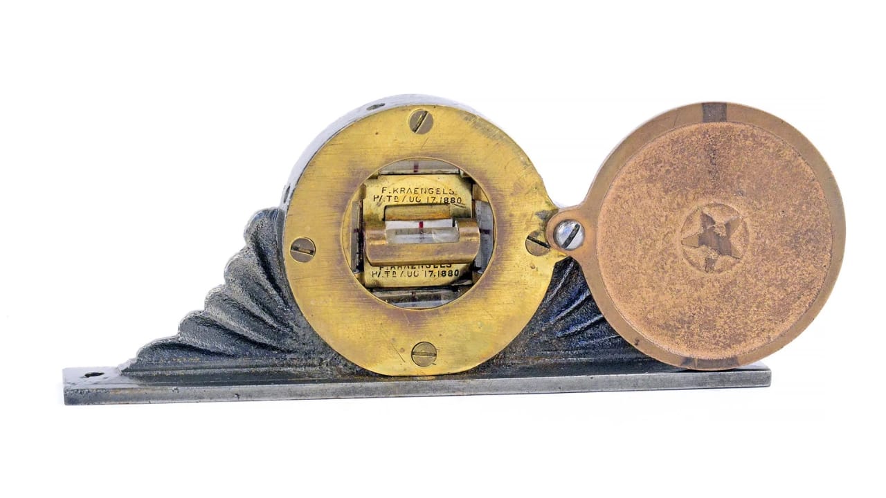 15 Antique Woodworking Tools That Could Be Worth a Fortune 14 15 Antique Woodworking Tools That Could Be Worth a Fortune - Vandergrift Patent Inclinometer Level