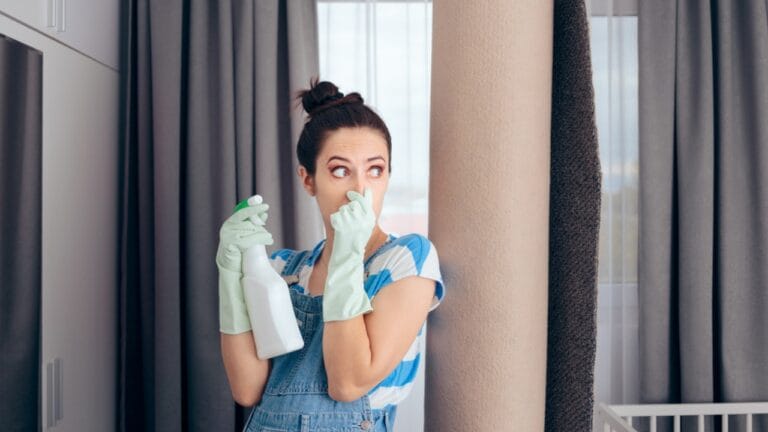 Say Goodbye to Bad Smells with These 15 Natural Hacks 3 Say Goodbye to Bad Smells with These 15 Natural Hacks - Woman Next to a Stinky Carpet dp531255872 dnoh